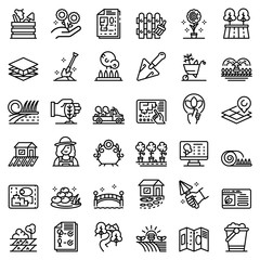 Landscape designer icons set. Outline set of landscape designer vector icons for web design isolated on white background