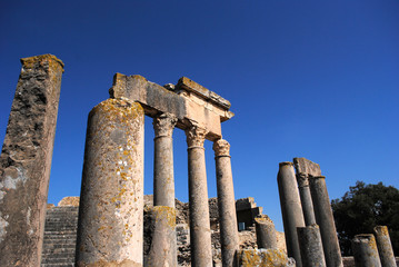 antique columns in dugge in tunisia