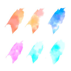 Set of multicolored watercolor brush strokes. Decorative elements for packaging, boxes, labels, stickers, banners, cards, logos