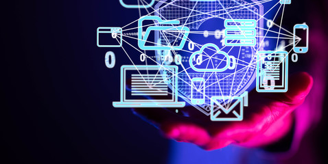 Fototapeta premium Visualization Projection of Data Transmission Through High Speed Internet
