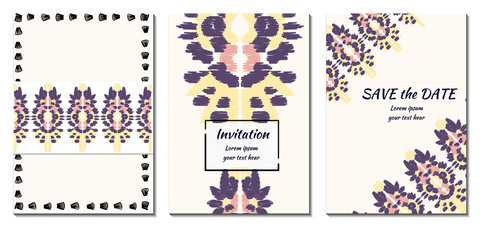 Cover royal greeting design. Modern template with ikat ornament for wedding design or greeting card any purpose.