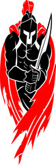 Spartan Warrior with Sword, Front View Illustration