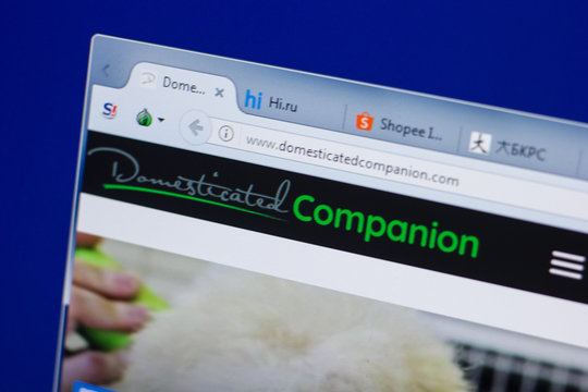 Ryazan, Russia - June 17, 2018: Homepage of DomesticatedCompanion website on the display of PC, url - DomesticatedCompanion.com.