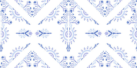 Abstract embroidery seamless ikat pattern Geometric abstract ornament background