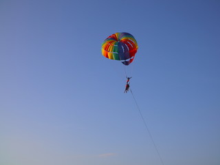 Parasailing at Patong Phuket Thailand at Sunset beautiful colours
