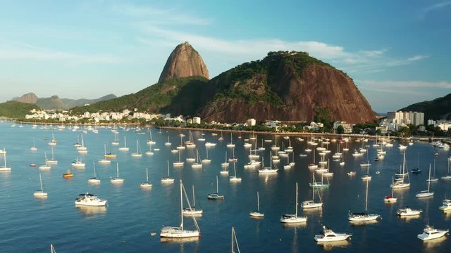 Aerial view of the Sugar Loaf at sunset. Rio de Janeiro