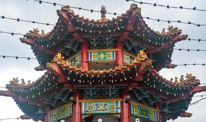 Naklejka premium Thean Hou Temple exterior. Chinese temple in Kuala Lumpur, Malaysia