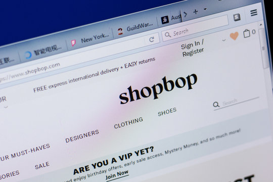 Ryazan, Russia - June 17, 2018: Homepage of ShopBop website on the display of PC, url - ShopBop.com.