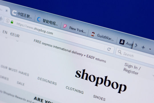 Ryazan, Russia - June 17, 2018: Homepage of ShopBop website on the display of PC, url - ShopBop.com.