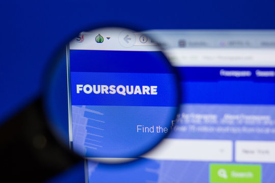 Ryazan, Russia - June 17, 2018: Homepage of FourSquare website on the display of PC, url - FourSquare.com.