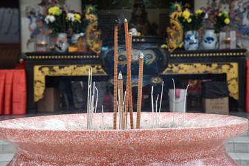 Candles at Thean Hou Chinese Temple. Kuala Lumpur, Malaysia