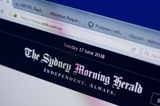 Ryazan, Russia - June 17, 2018: Homepage of The Sydney Morning Gerald website on the display of PC, url - SMH.com.au.