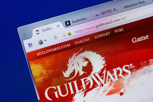 Ryazan, Russia - June 17, 2018: Homepage of GuildWars2 website on the display of PC, url - GuildWars2.com.