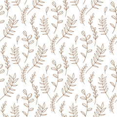  Exotic tropical hawaiian outline. Leaf plant botanical floral foliage. Engraved ink art. Seamless background pattern. Fabric wallpaper print texture.