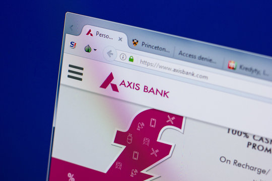 Ryazan, Russia - June 17, 2018: Homepage of AxisBank website on the display of PC, url - AxisBank.com.