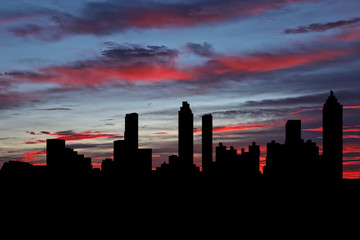 Fototapeta na wymiar Atlanta skyline at sunset with beautiful sky illustration