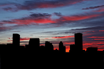 Fototapeta na wymiar Baltimore skyline at sunset with beautiful sky illustration