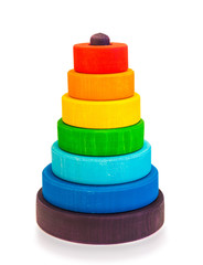 gay pride rainbow colors wooden toy pyramid