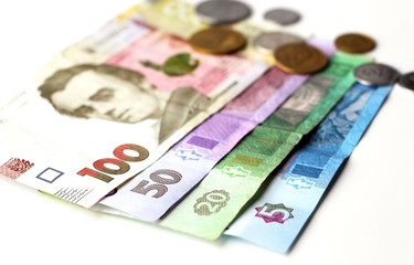 Ukrainian money. UAH. Currency of coins. Business and finance. Economy. Ukraine.