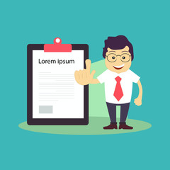 Businessman characters design with information board, Simple Illustration for business, website, and etc, simple to edit on illustrator.