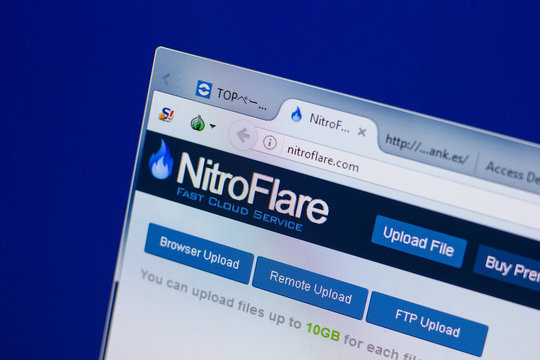 Ryazan, Russia - June 17, 2018: Homepage of NitroFlare website on the display of PC, url - NitroFlare.com.