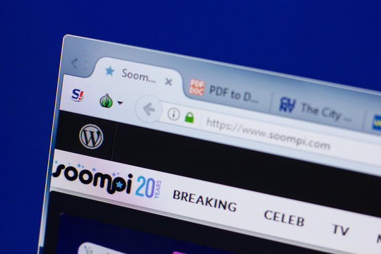 Ryazan, Russia - June 17, 2018: Homepage of Soompi website on the display of PC, url - Soompi.com.