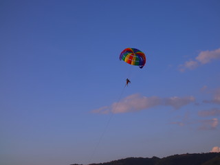 Parasailing at Patong Phuket Thailand at Sunset beautiful colours