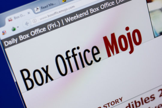 Ryazan, Russia - June 17, 2018: Homepage of BoxOfficeMojo website on the display of PC, url - BoxOfficeMojo.com.