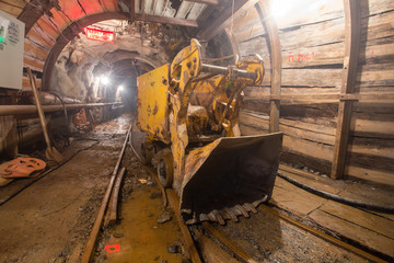 Gold mine tunnel with loading machine eimco