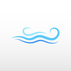Obraz premium Blue ocean water fluid wave logo icon object vector isolated background