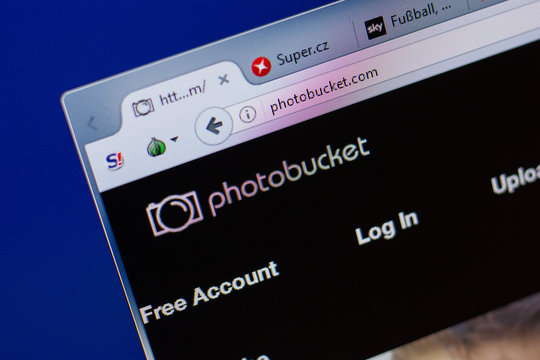 Ryazan, Russia - June 17, 2018: Homepage of PhotoBucket website on the display of PC, url - PhotoBucket.com.