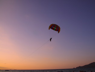 Parasailing at Patong Phuket Thailand at Sunset beautiful colours