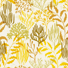 Coral polyps seamless pattern., Abstract Great Barrier Reef corals background.