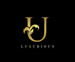 Golden U Luxury Logo Icon, Classic U Letter Logo Design.