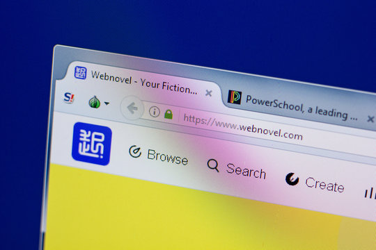 Ryazan, Russia - June 17, 2018: Homepage of Webnovel website on the display of PC, url - Webnovel.com.