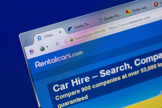 Ryazan, Russia - June 17, 2018: Homepage of Rentalcars website on the display of PC, url - Rentalcars.com.