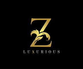 Golden Z Luxury Logo Icon, Classic Z Letter Logo Design.