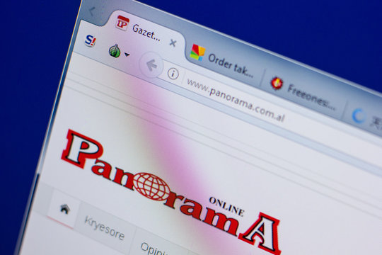 Ryazan, Russia - June 17, 2018: Homepage of Panorama website on the display of PC, url - Panorama.com.al.
