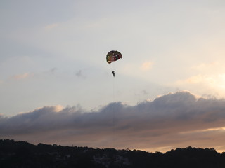Parasailing at Patong Phuket Thailand at Sunset beautiful colours