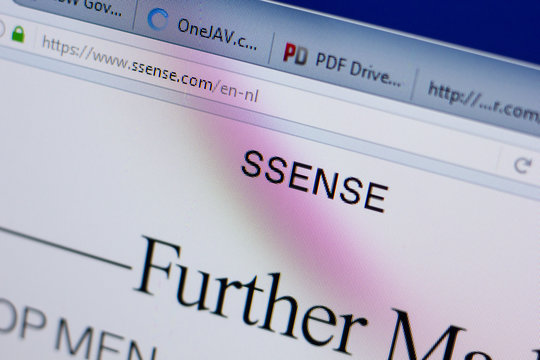 Ryazan, Russia - June 17, 2018: Homepage of Ssense website on the display of PC, url - Ssense.com.