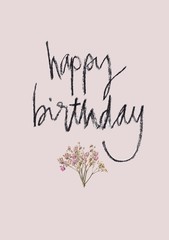 Hand lettered happy birthday illustration
