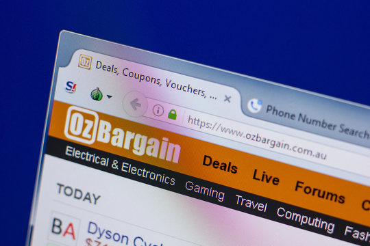 Ryazan, Russia - June 17, 2018: Homepage of OzBargain website on the display of PC, url - OzBargain.com.au.