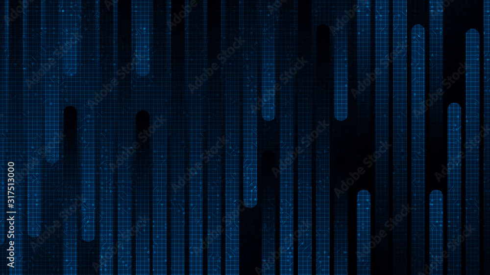 Poster futuristic speed line circuit microchip on dark blue technology background,hi-tech and security conc