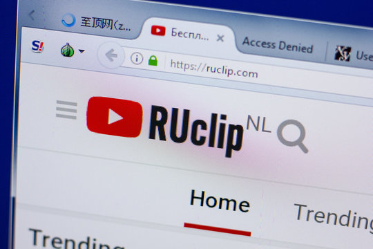 Ryazan, Russia - June 17, 2018: Homepage of RuClip website on the display of PC, url - RuClip.com.