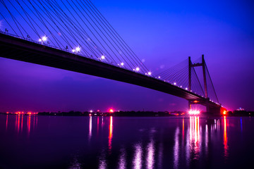 Fototapeta na wymiar hooghly bridge at night