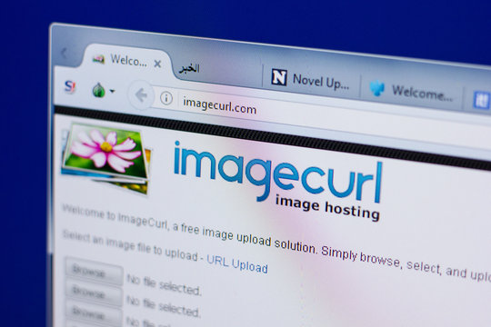Ryazan, Russia - June 17, 2018: Homepage of ImageCurl website on the display of PC, url - ImageCurl.com.