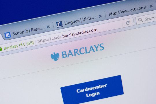 Ryazan, Russia - June 17, 2018: Homepage of BarclaysCardus website on the display of PC, url - BarclaysCardus.com.
