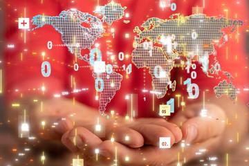 Global network connection. World map point