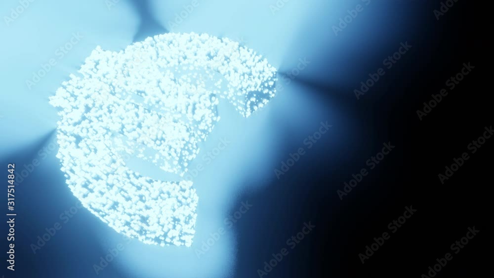Poster euro eur currency sign and symbol glow futuristic particle 3d rendering cube polygon pattern, busine