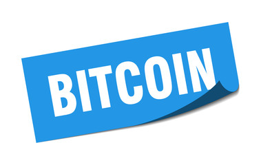 bitcoin sticker. bitcoin square sign. bitcoin. peeler